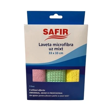 Lavete microfibra uz mixt Safir 33x33cm 3buc/set